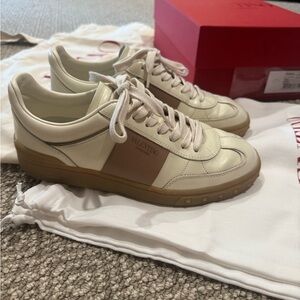 Valentino Cream and Tan Sneakers